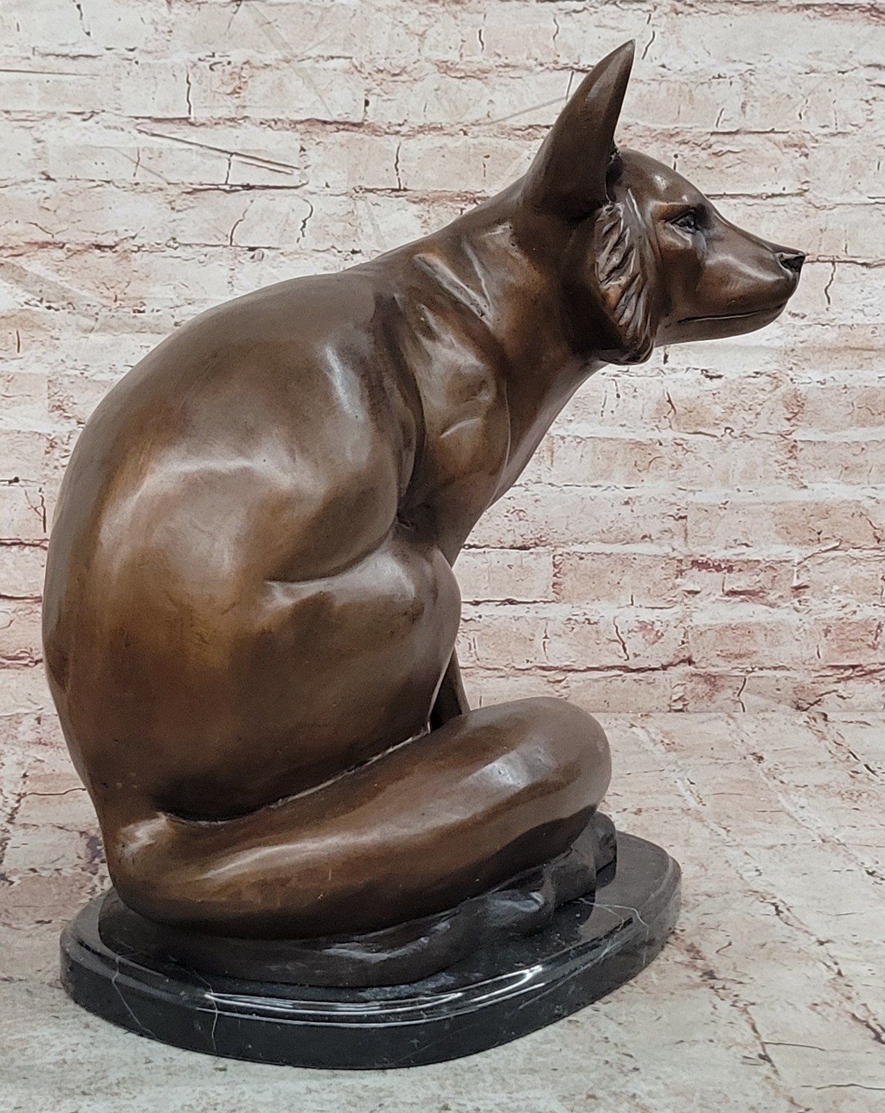 Hand Made Special Patina Extra Large Fox Signed and Numbered Bronze Sculpture