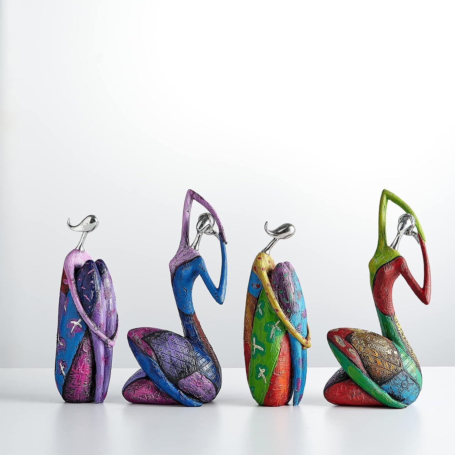Colorful Abstract Female Sculpture – Unique 9.2&Prime; Statue for Modern Home Decor