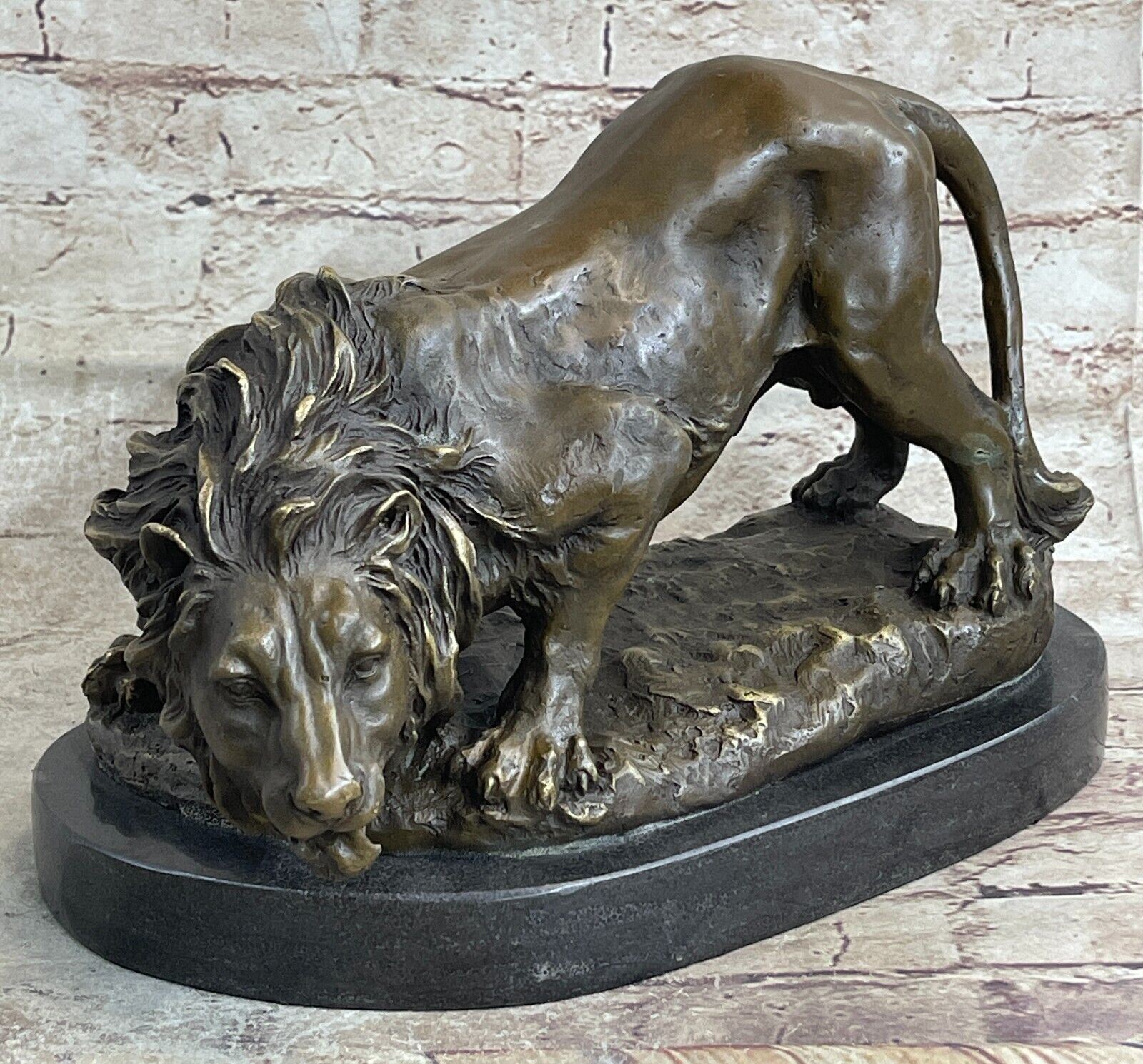 ANIMALIER LOUIS VIDAL 1850-1899 STRIDING LION FRENCH BRONZE (BARYE) MASTERPIECE