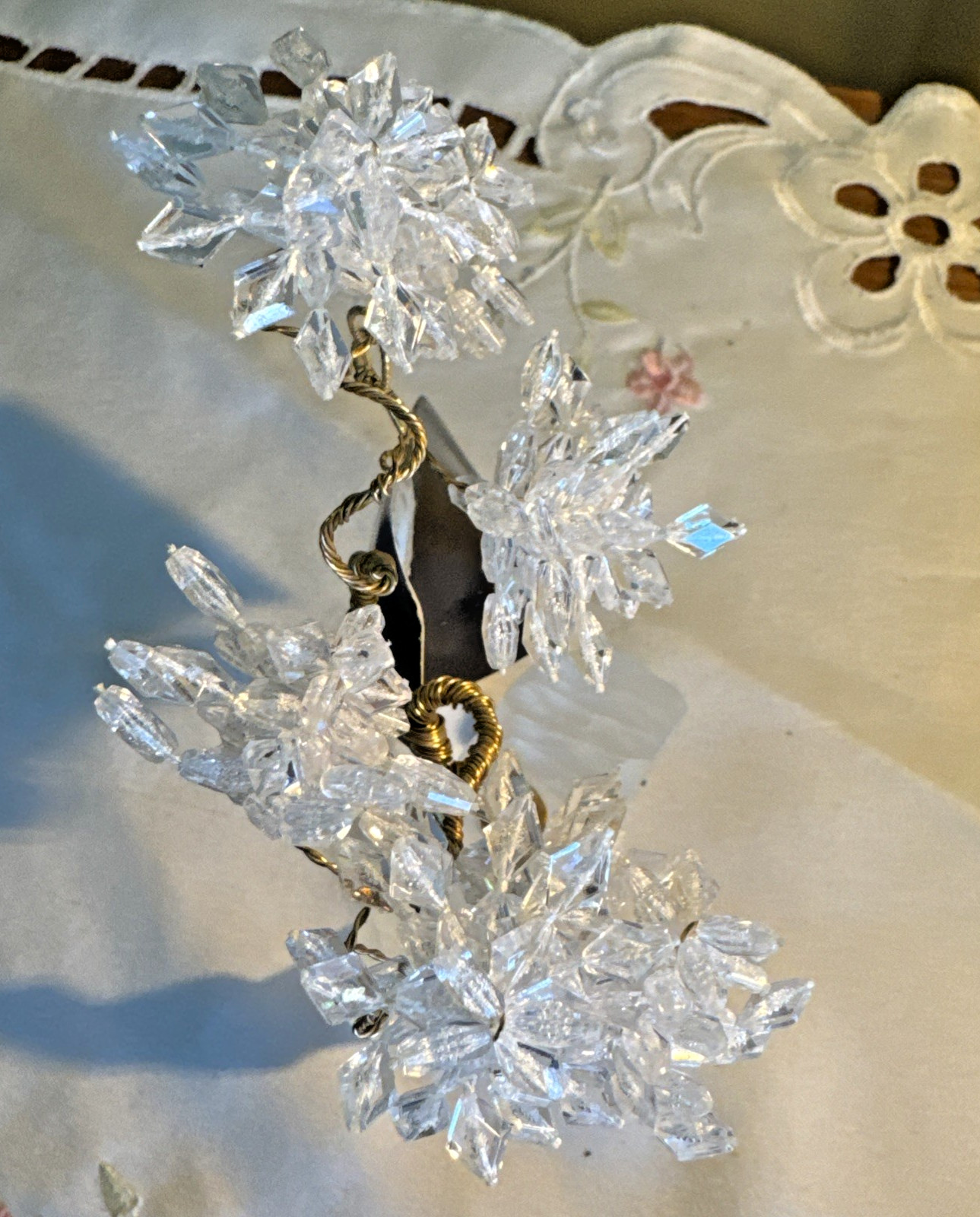 Signed Van Teal Clear Lucite Flower Bouquet Sculpture « Fantasy » With tag 6.5”