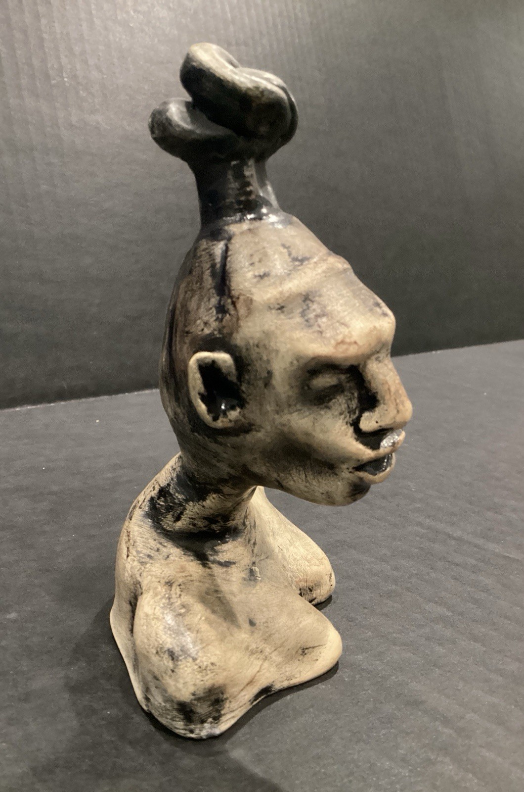 Unique Artisan Piece Hand Sculpted Plaster Head Artist Signed ‘ALICE’ NICE!