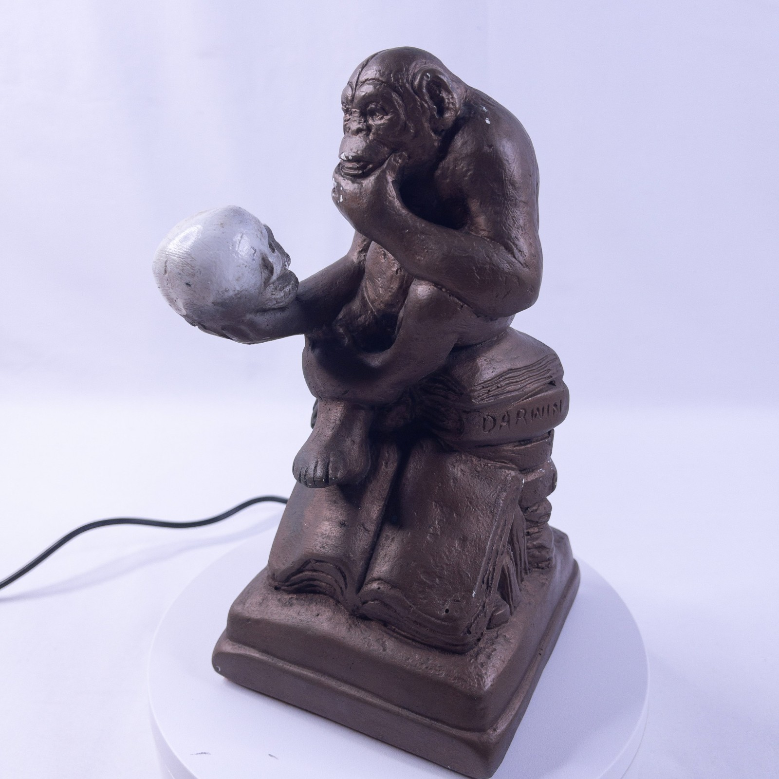 Vintage 1962 Darwin Sculpture AUSTIN Productions APE WITH SKULL THINKER