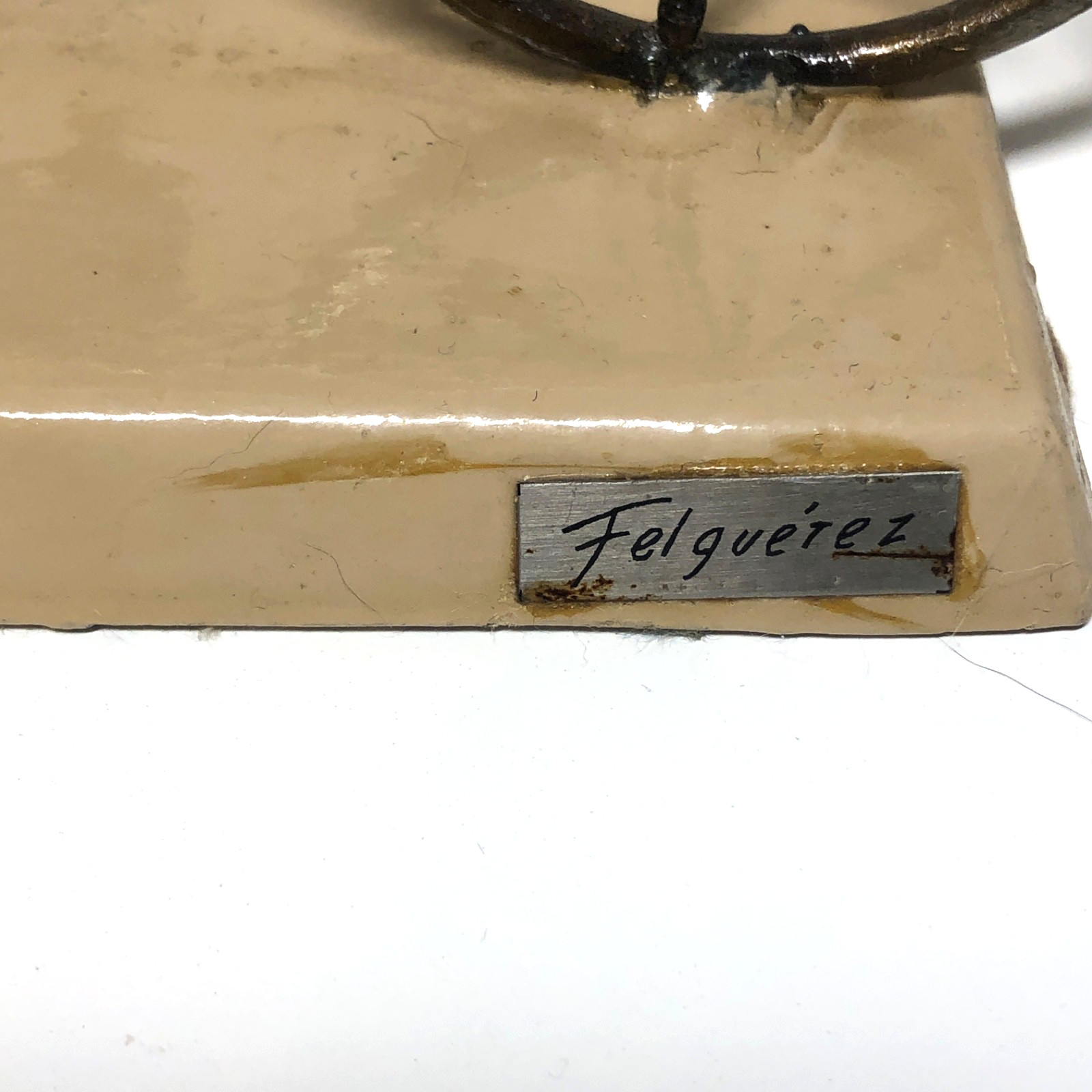 Vintage Manuel Felguérez Metal Art Sculpture Cyclist Bold Color 1960&rsquo;s Abstract