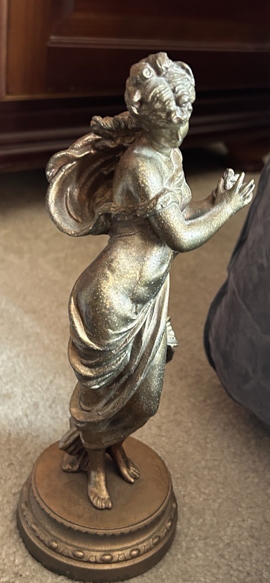 Antique Bronzed Spelter Statued Sculpture Female Motif 19th Century