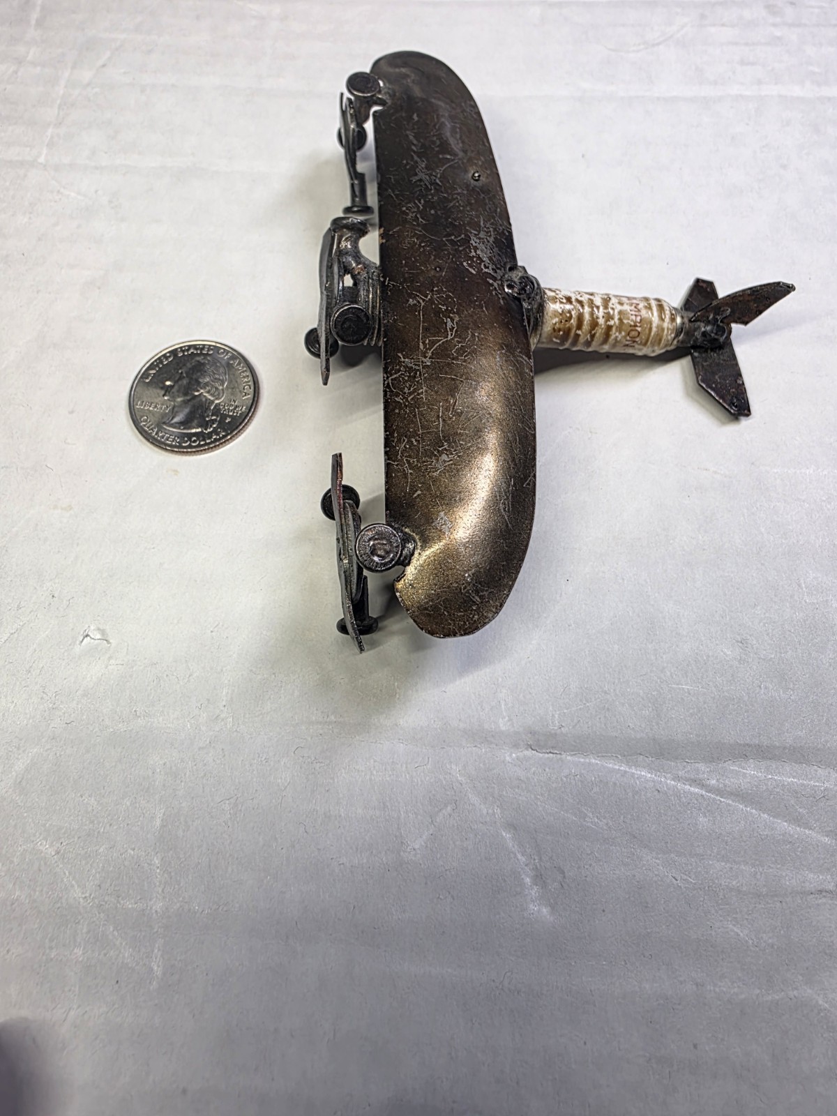 Handmade Metal Vintage Airplane Assemblage Automobilia Spark Plug Art