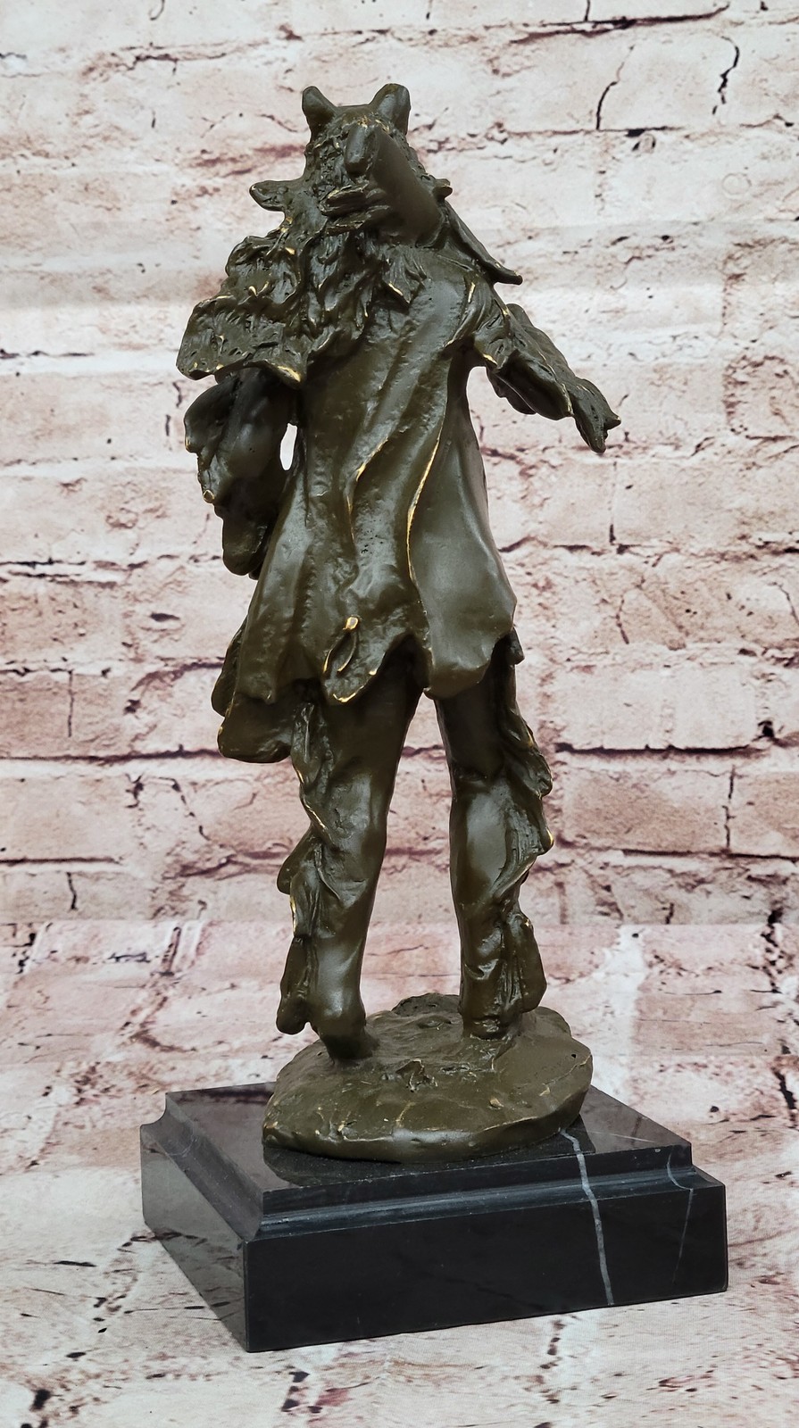 Limited Edition Indian Chief Bronze Sculpture with Headdress by C M Russell Home