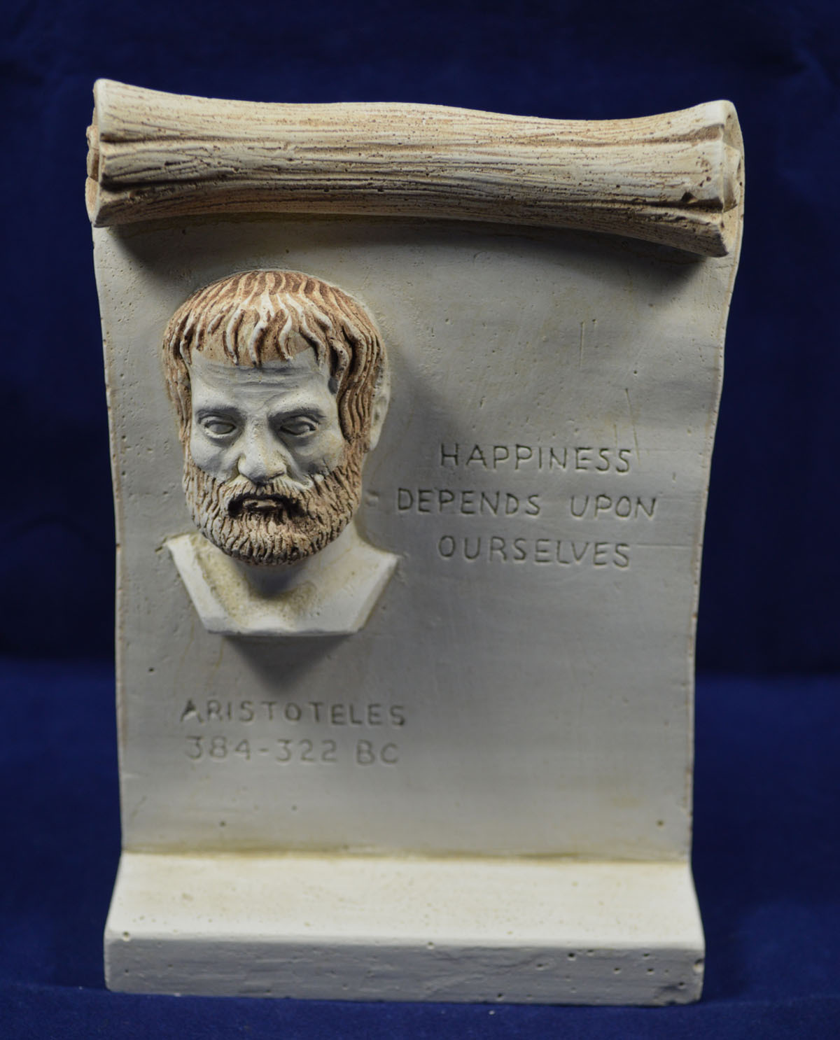 Aristotle sculpture plaque ancient Greek philosopher artifact