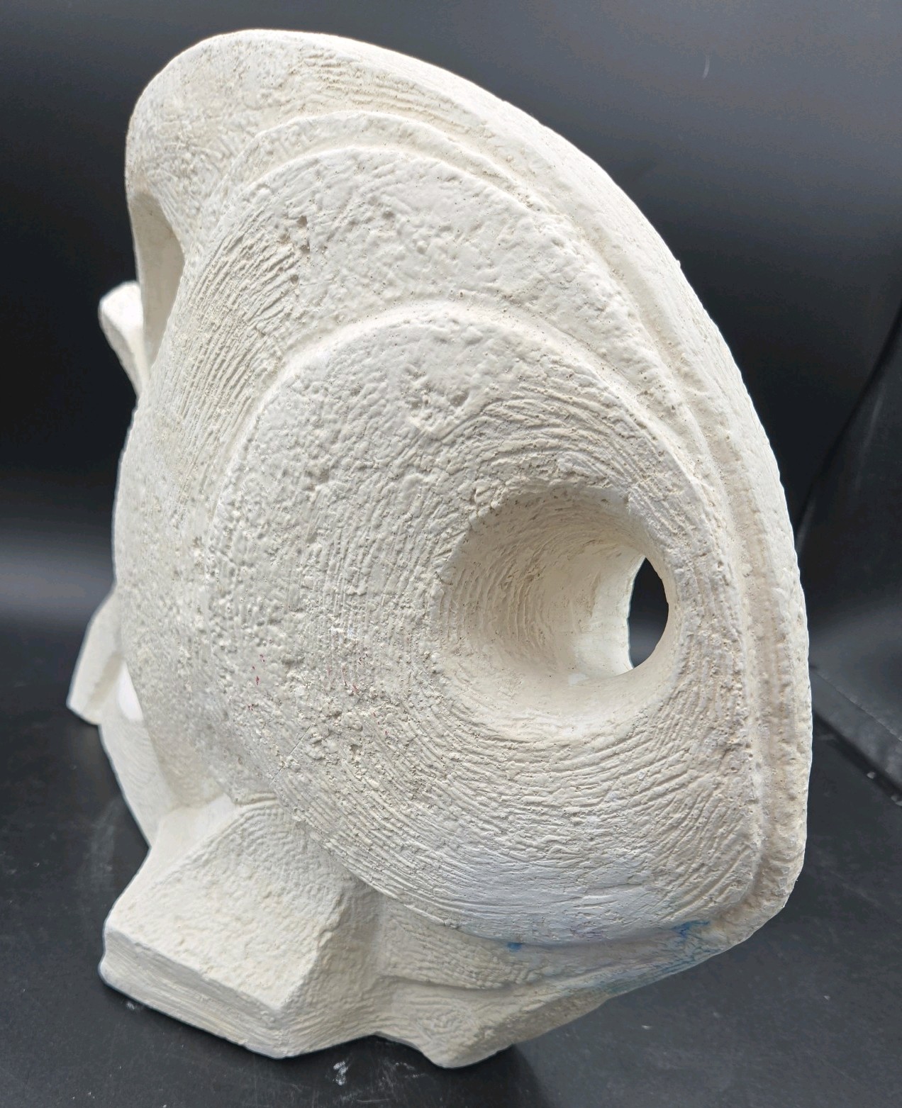 Vintage Postmodern Cast Stone Fish Sculpture Large Abstract Decor