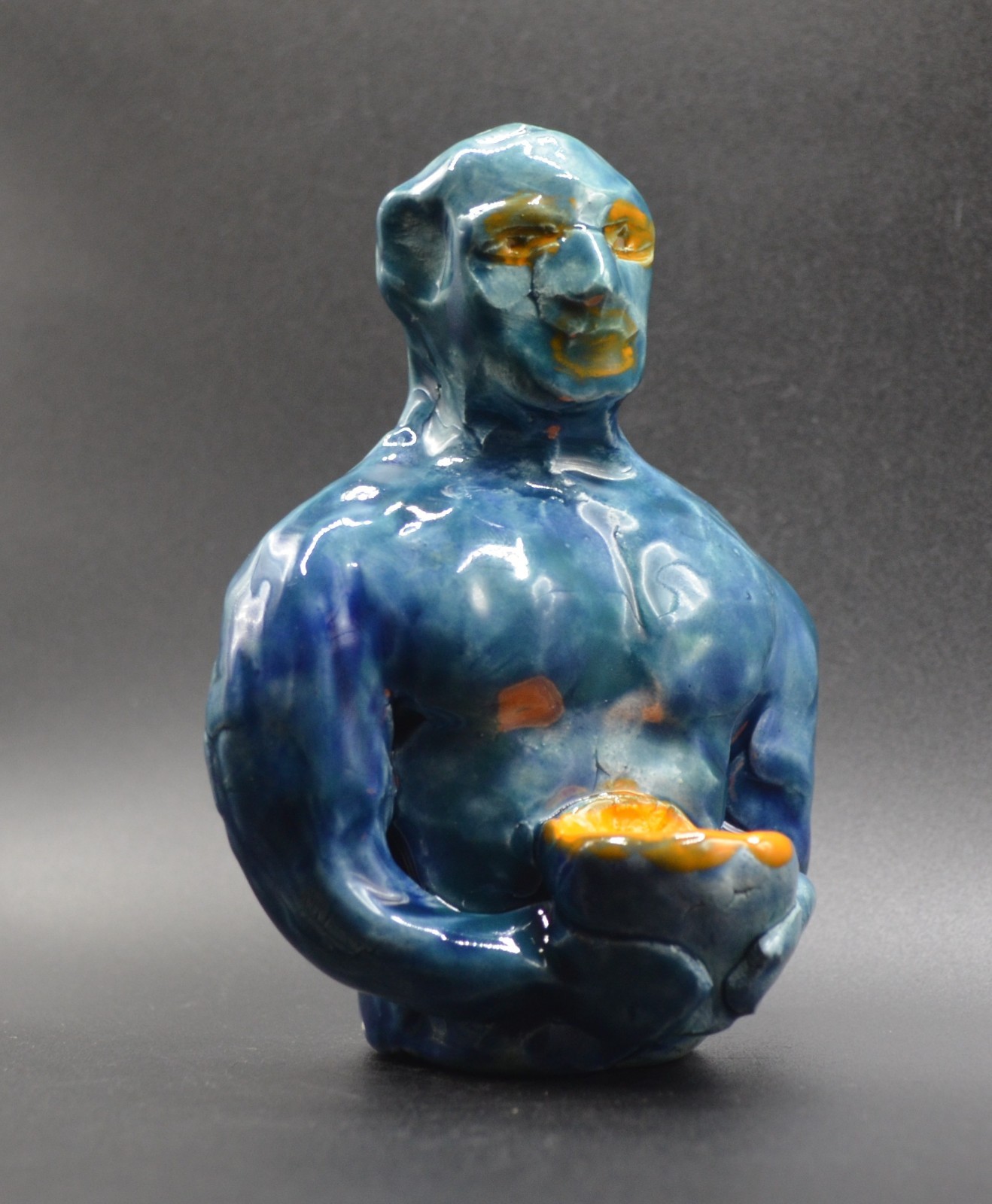 « Stoic and Orange Wine » -Experimental Original Clay Sculpture. Hand made &glazed