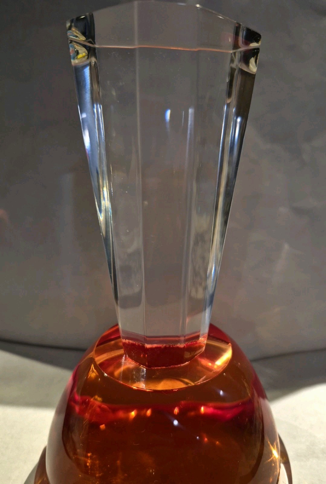 Lucite Perfume Bottle Sculpture Signed Van Teal 8 1/4” Tall Signed