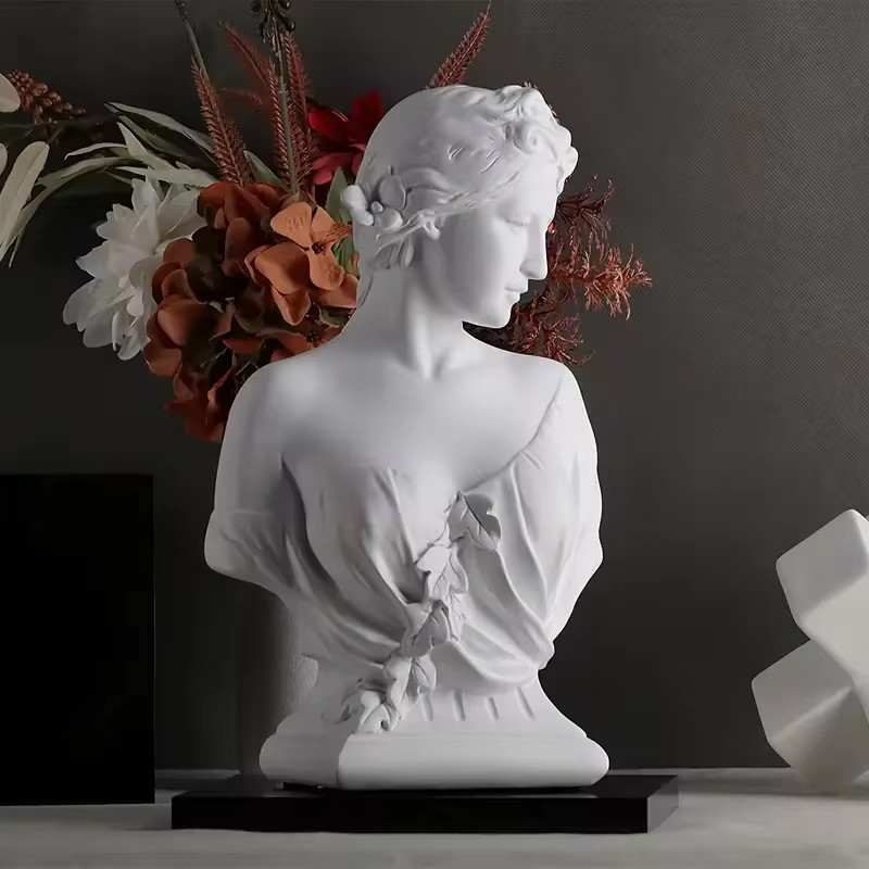 12&Prime; Classical Maiden Bust Statue Young Woman Sculpture Modern Home Office Decor