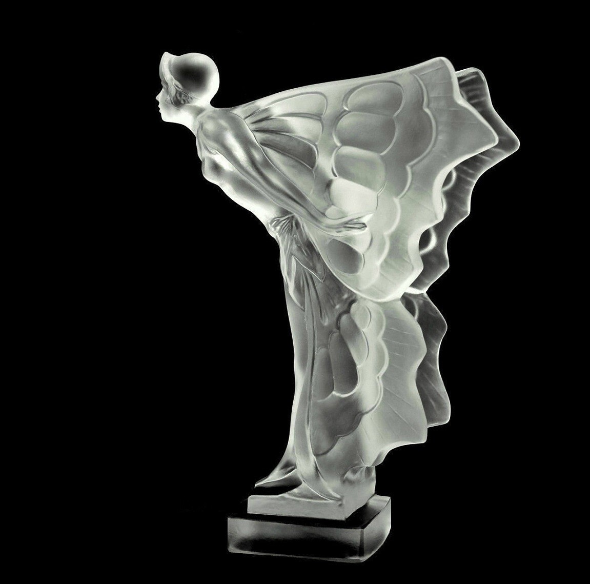 Art Deco Hood Ornament &lsquo; Flying Lady &lsquo; Glass Sculpture 1930&rsquo; H.Hoffmann