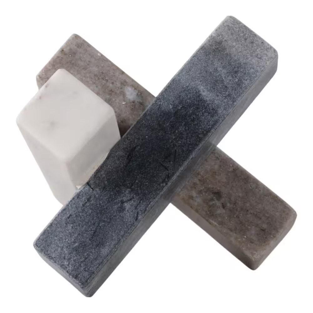 White/Black 6 In. X 6 In. Marble Modern Jack Sculpture