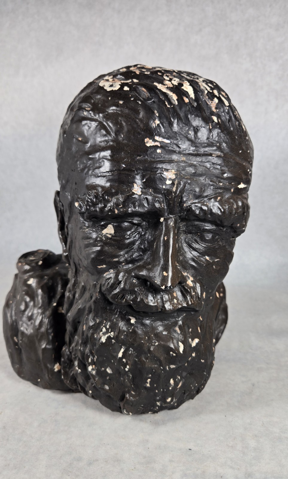 Vintage Male Bust Sculpture Painted Plaster? Decorative Statue Signed B &rsquo;67