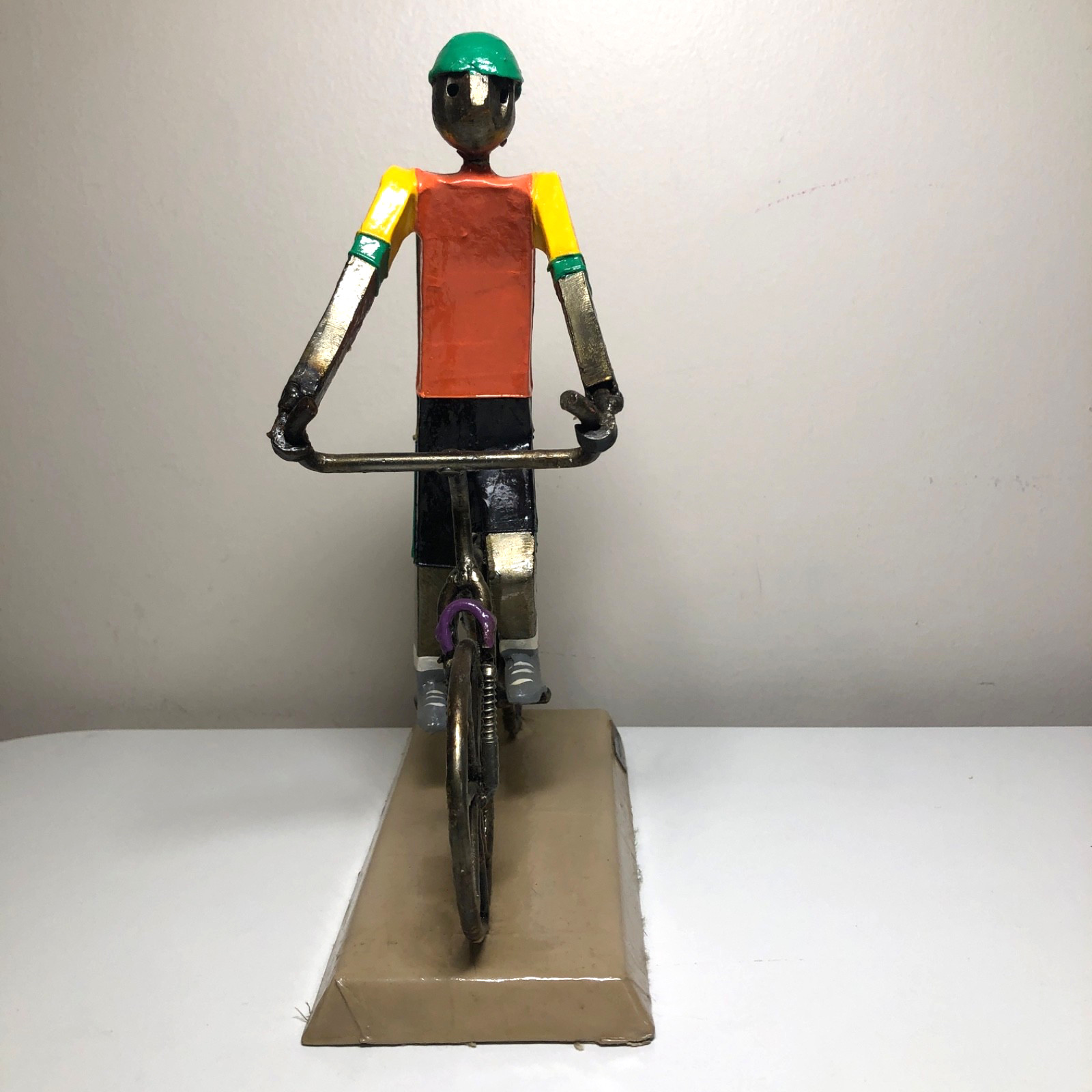 Vintage Manuel Felguérez Metal Art Sculpture Cyclist Bold Color 1960&rsquo;s Abstract