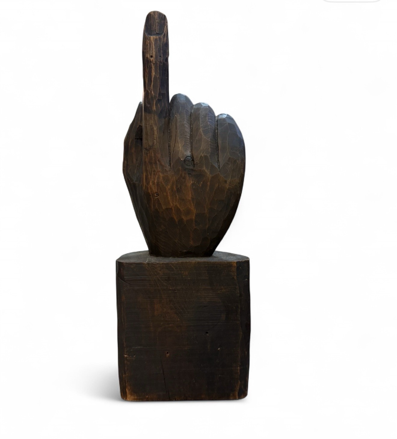Vintage 1960s Hand-Carved Wood Sculpture • Mid-Century Organic Modern Art • 22″