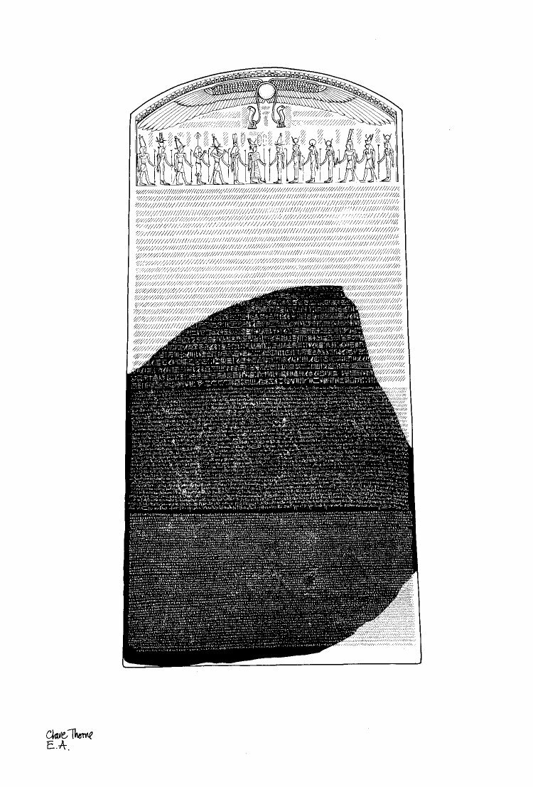 Famous Rosetta Stone Gift SMALL Egypt Greek Ancient Tablet Engraved Black Slate