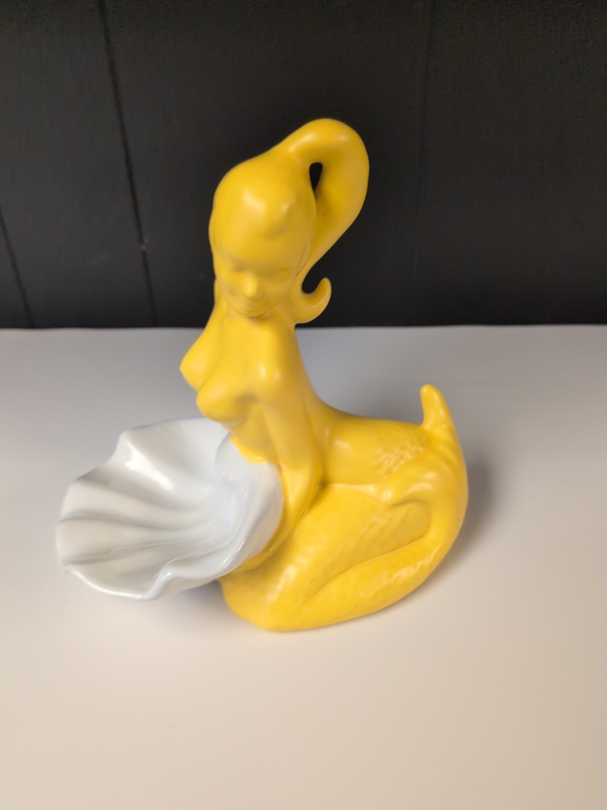 Vintage 1970s Mermaid Glazed Ceramic Trinket Dish Soap Holder MCM Style Retro