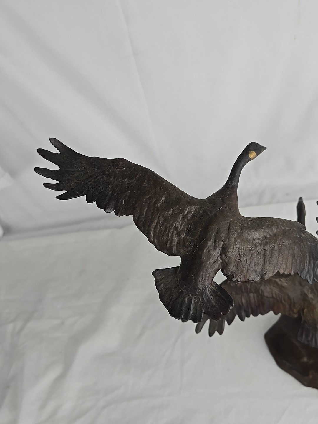 1983 Bronze Sculpture by Jonathan Bronson, « Autumn Flight » Canada Geese Flying