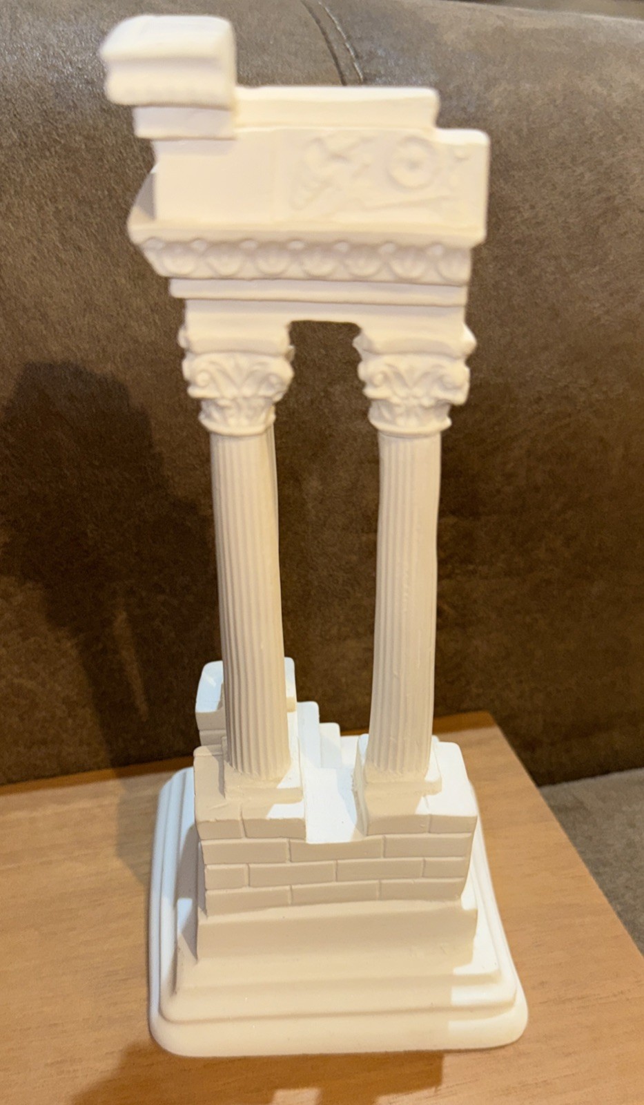 Ancient Greek Temple Ruins Corinthian Order Columns Cast Marble Statue Sculpture