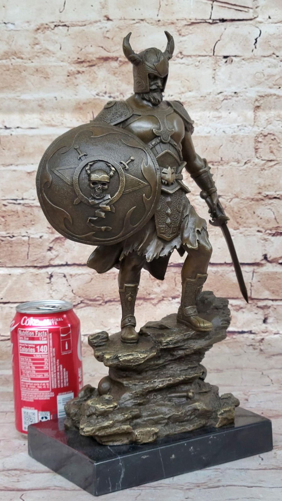 Fantasy Viking Warrior w/ Horned Helmet – Bronze Sculpture Statue Original Art