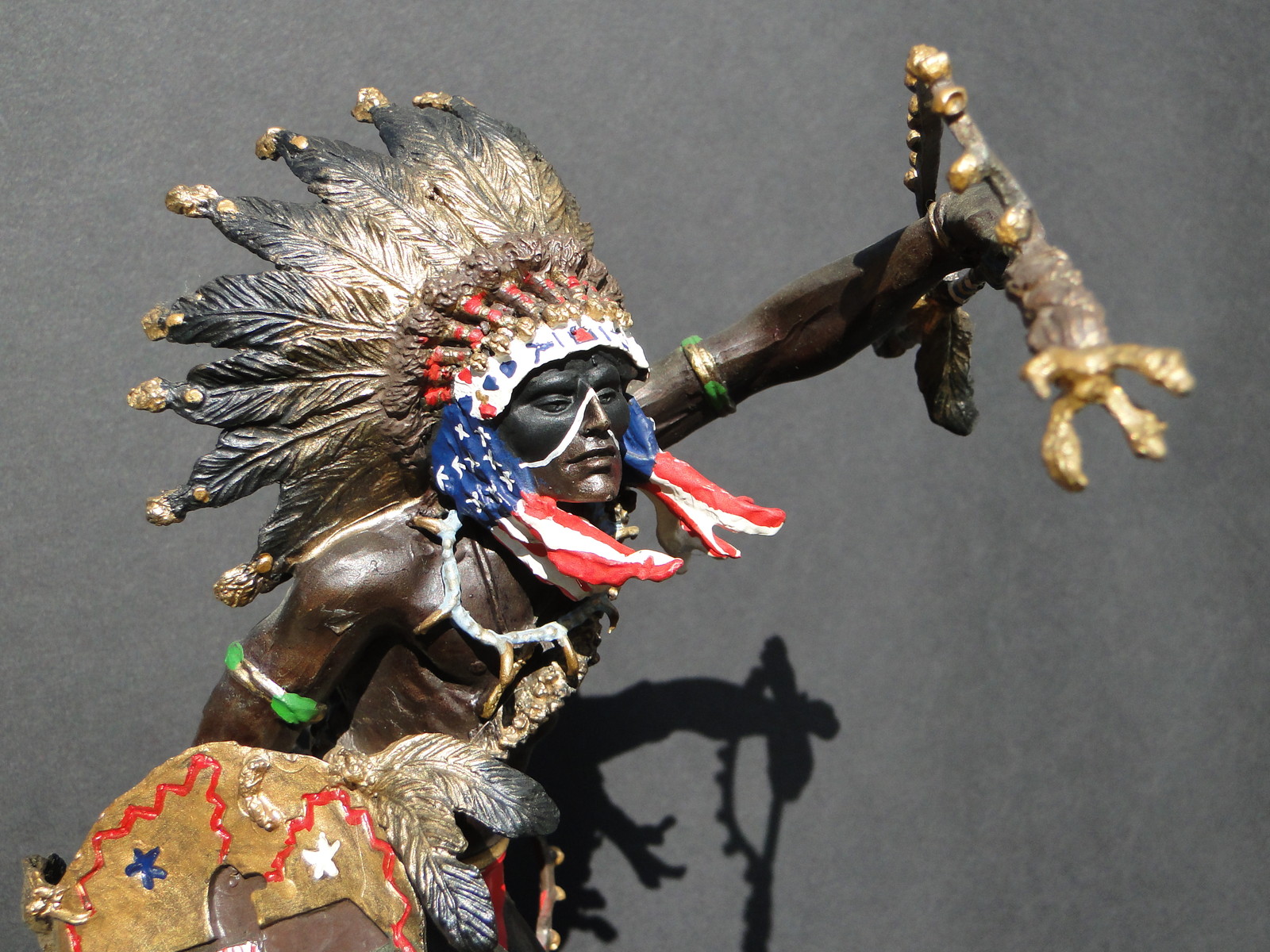 INDIAN CHIEF Bronze Sculpture Statue Art Warrior Spirit American Native Figure