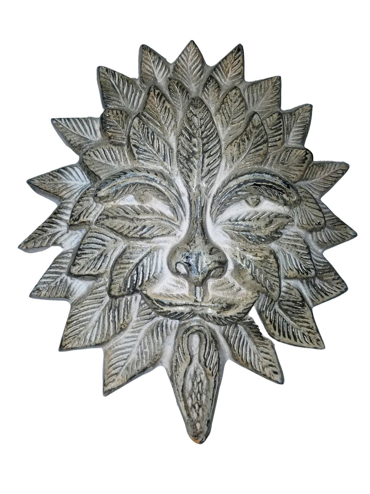Set of 4 Handcrafted Metal Leaf Man Tree Man Greenman Hanging Wall Sculptures