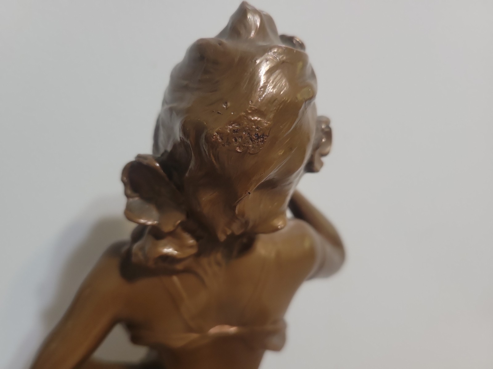 Rare Antique Early 1900s Inscribed Pellier Bronze Maiden Woman with Draped Cloth