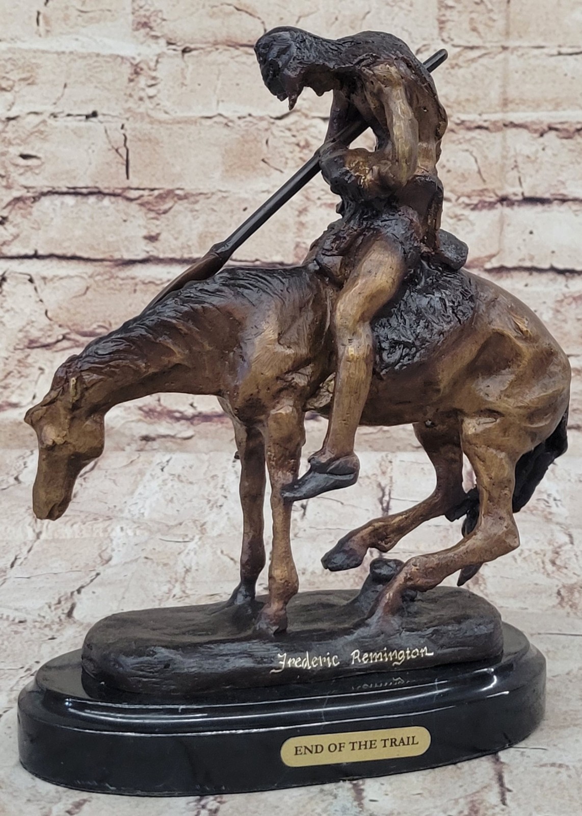 END OF THE TRAIL Statue Western Native American Indian Figure Bronze Art Gift