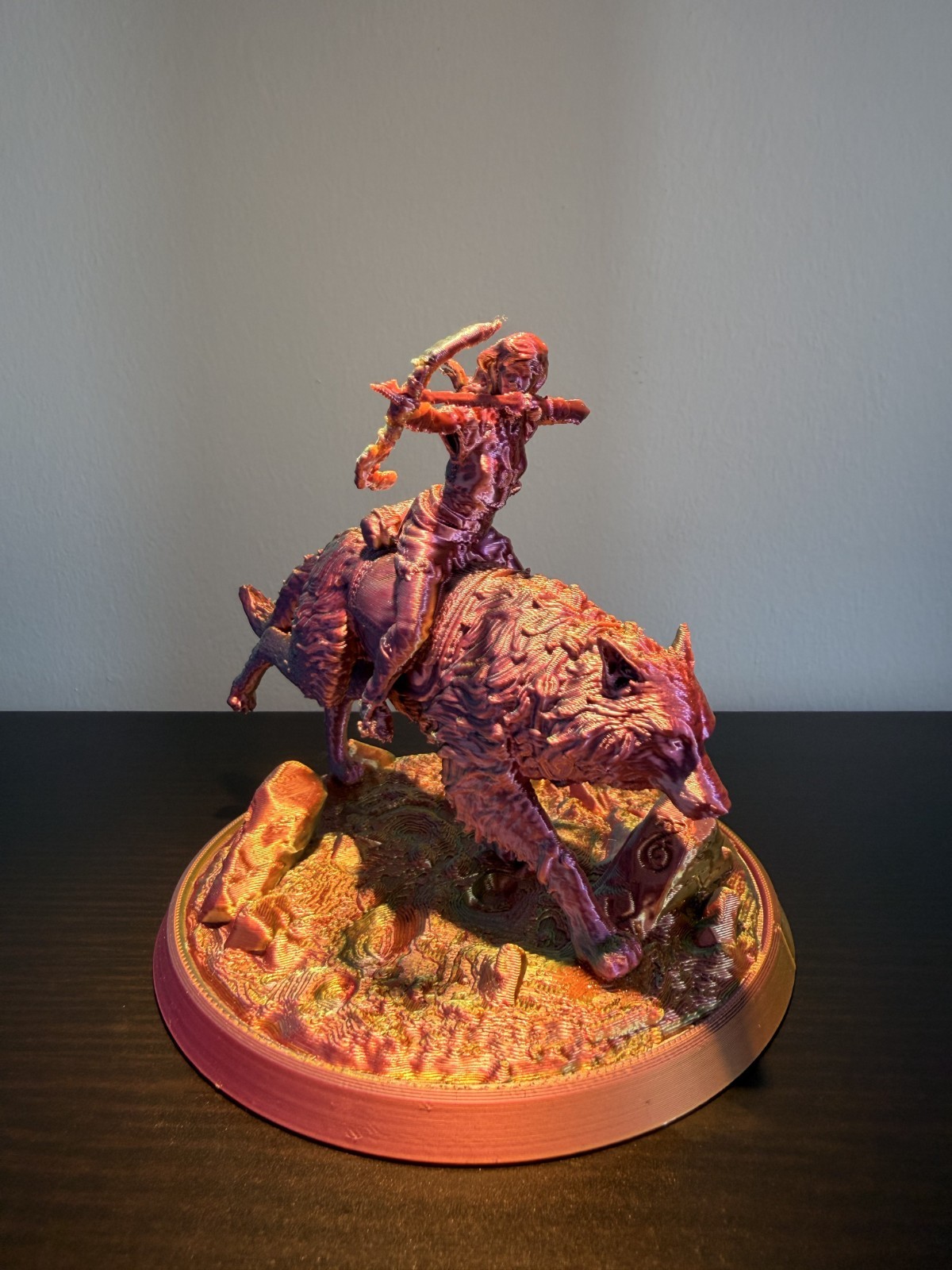 Princess Mononoke San Wolf Rider Statue – 3D Printed Silk PLA Fantasy Figure