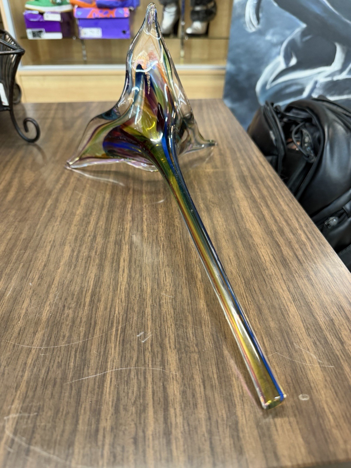 David Goldhagen Handblown Colored Flower Sculpture 15in
