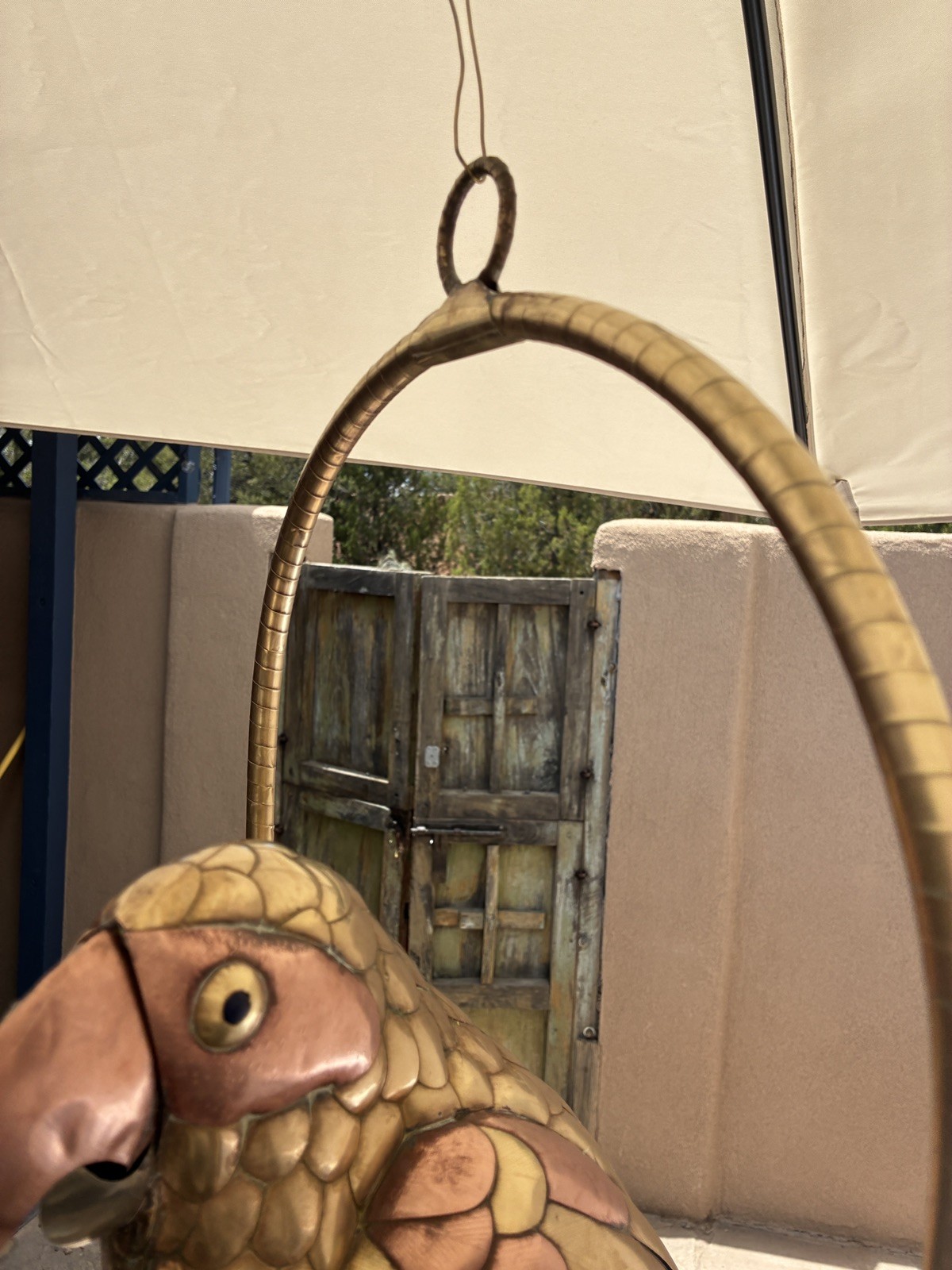 Vtg Authentic Large Copper & Brass Sergio Bustamante Hanging Parrot Perch As Is