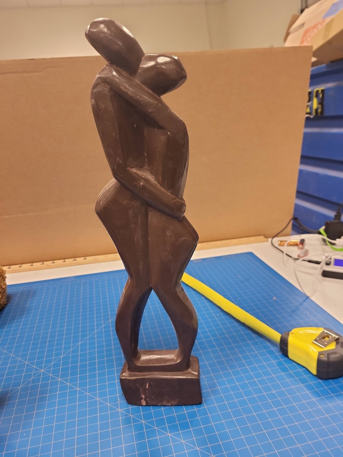 Ghana Wood Carving Abstract Lovers Embrace Sculpture Art Home Decor 17&Prime; Tall