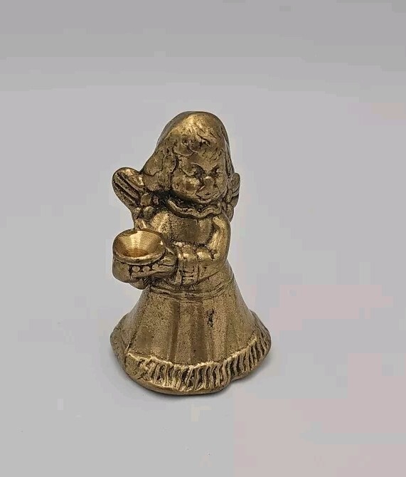 Vintage Hollow Brass/Bronze Angel Miniature Figurine Candle Holder 2.25&Prime;