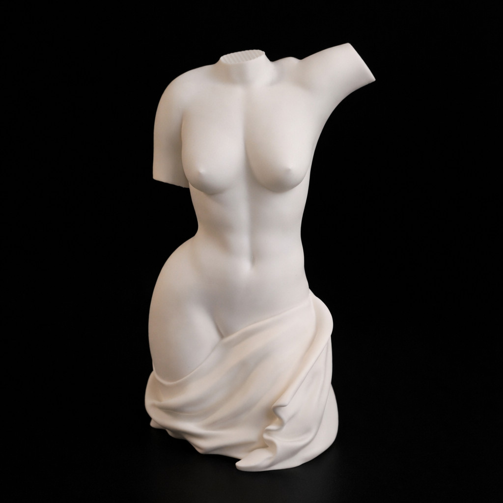 Modern Venus Torso Sculpture Statue – Greek Goddess Decor – 3D Printed Art