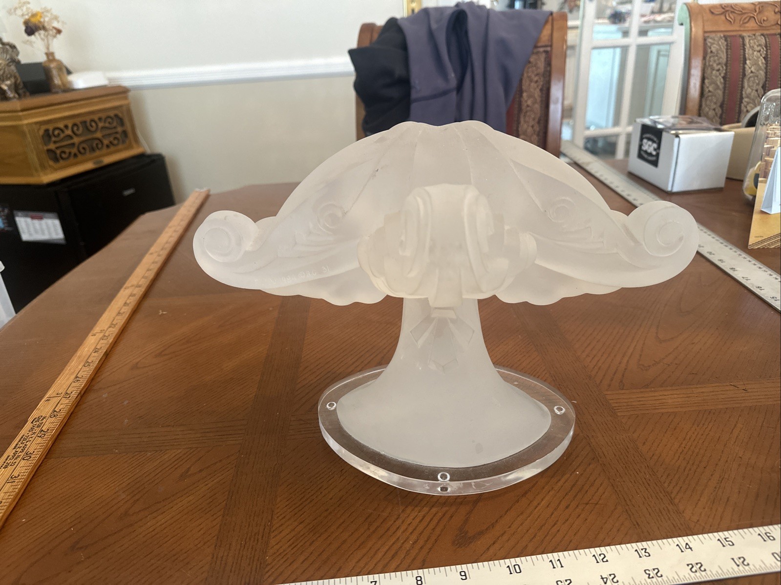 1984 Raffy Lucite Acrylic Sculpture Mast Head of a Woman Art Deco Modern Signed