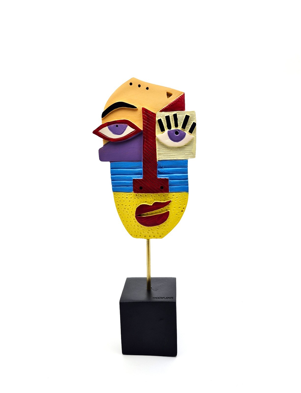 Abstract Modern Face Sculpture Figurine Colorful Cubist Art Decor HCCMLOVE