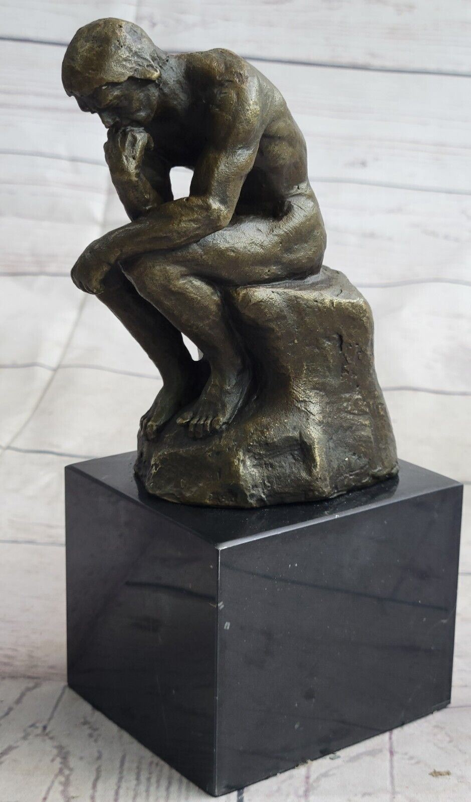 RODIN THE THINKER PURE BRONZE HOTCAST STATUE Marble Fine Gift Decoration Statue
