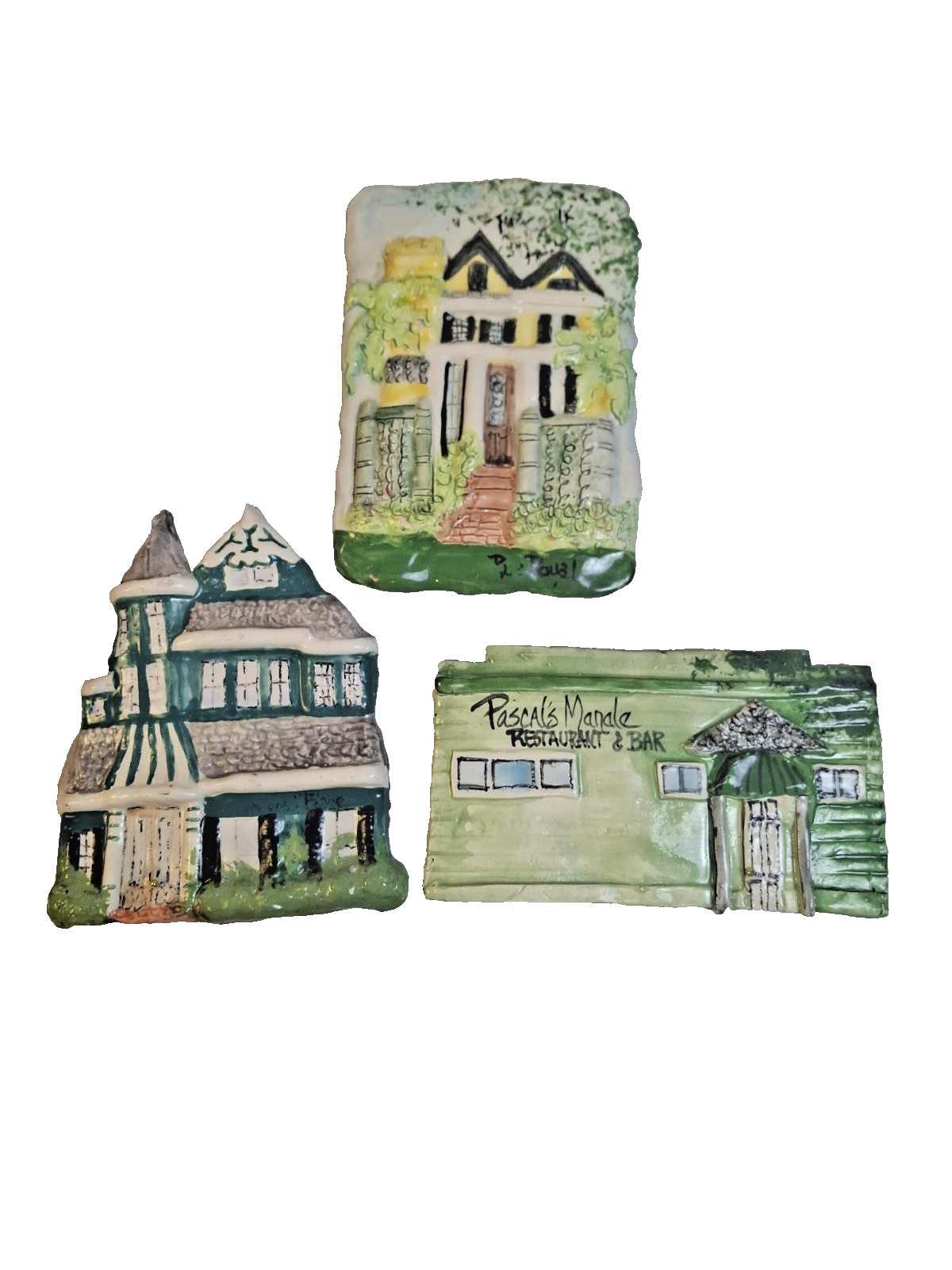 Lot of 3 Vintage New Orleans Clay Creations Wall Plaques Jenise McCardell Signed