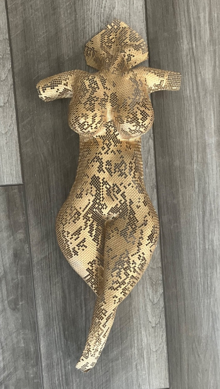NUNTCHI 19&Prime; Gold Woman Human Torso Nude Mesh Wire Sculpture Wall Art