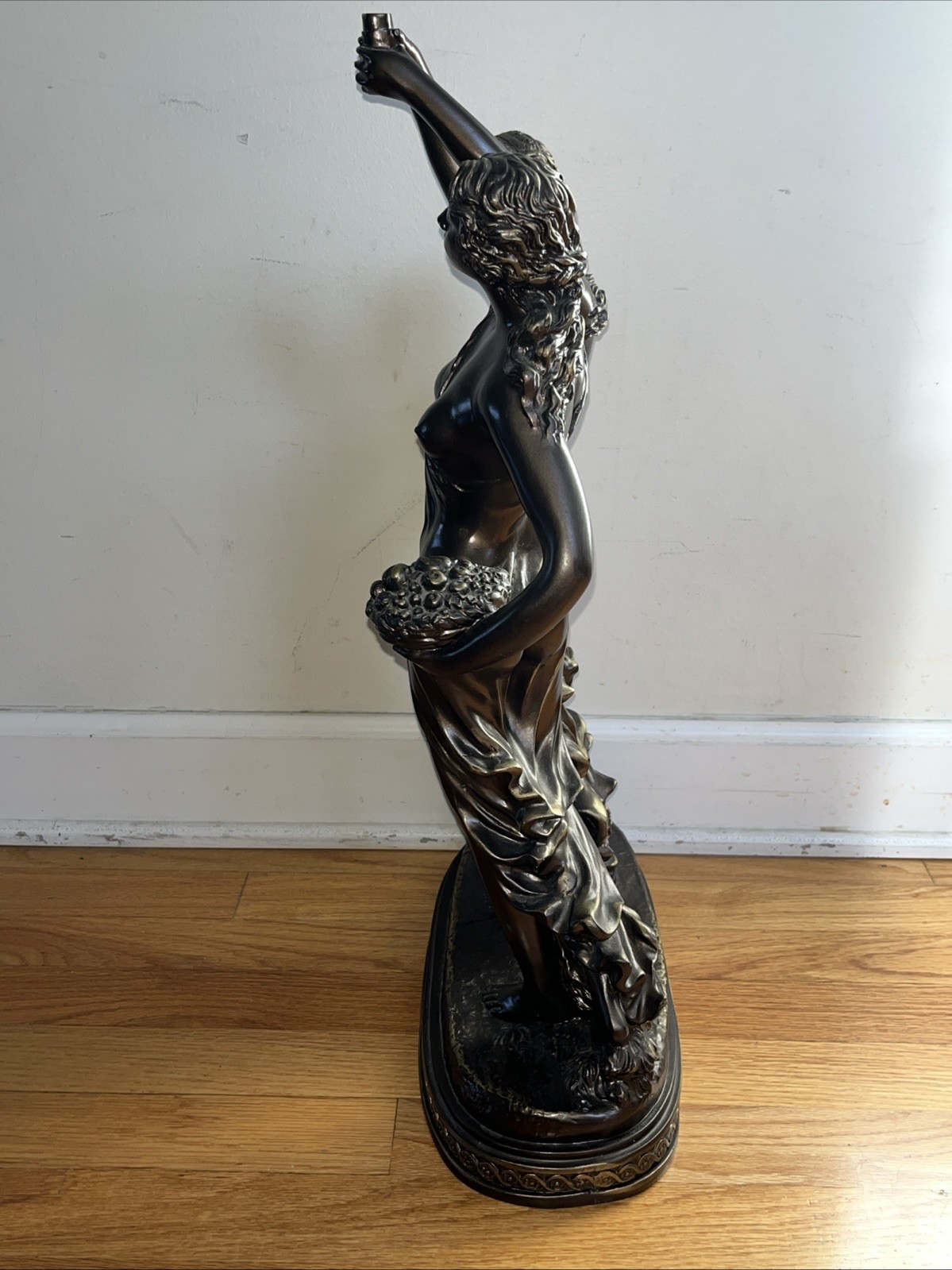 Art Nouveau Nymph Goddess Statue Sculpture Bronze Color 22.5&Prime; Tall