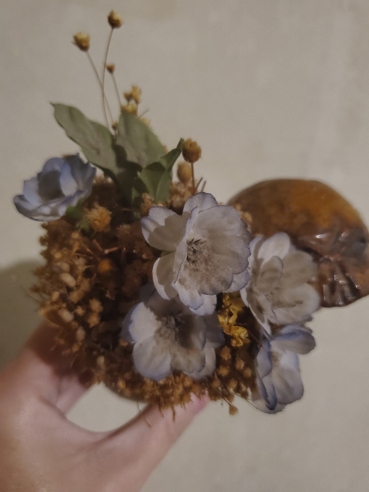Unique Vintage 6&Prime; Tall Figurine Chalkware Girl Planter Decor w/Dried Flowers