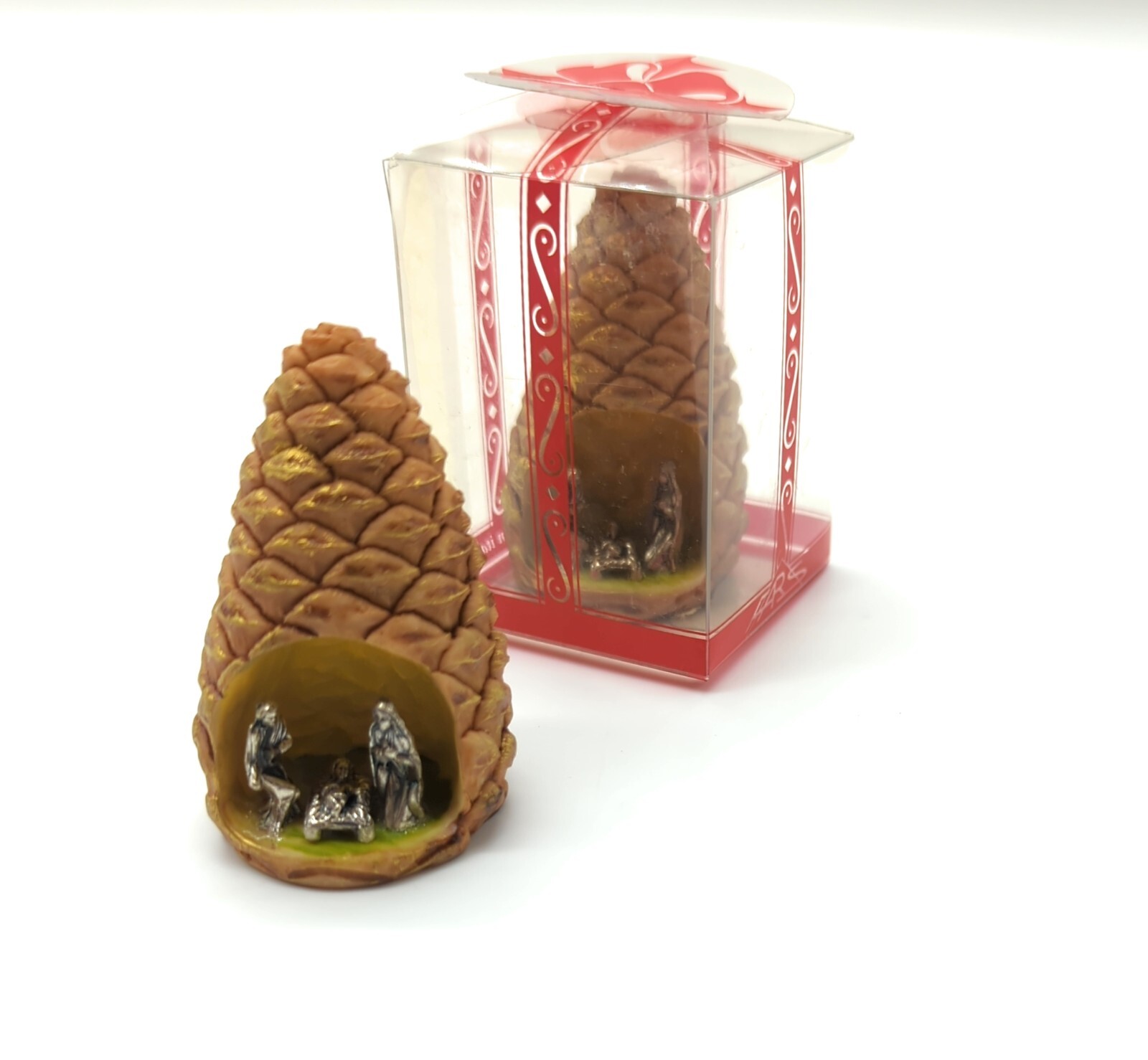 Mini Nativity Resin, Nativity With Holy Family IN Metallo. Dolls