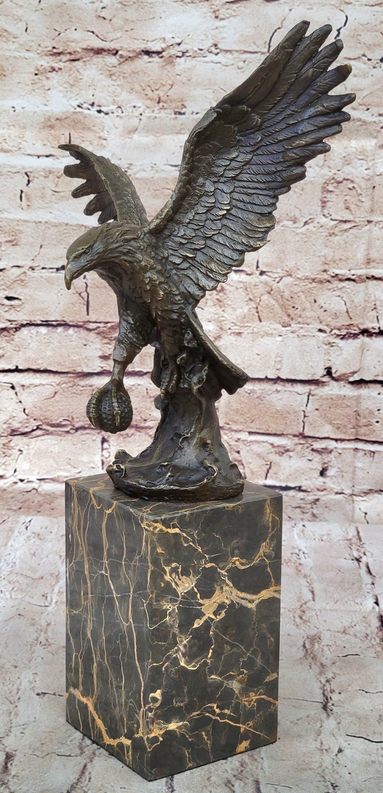 Pure Bronze by Milo Eagle Sculpture Brown Color PATINA Signed Figurine Gift Dea