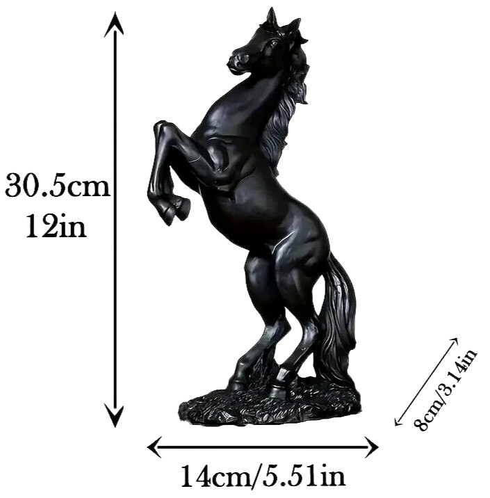 NEW Beautiful Black Standing Horse. Resin Figurine Statue 12h x 8w x 4d