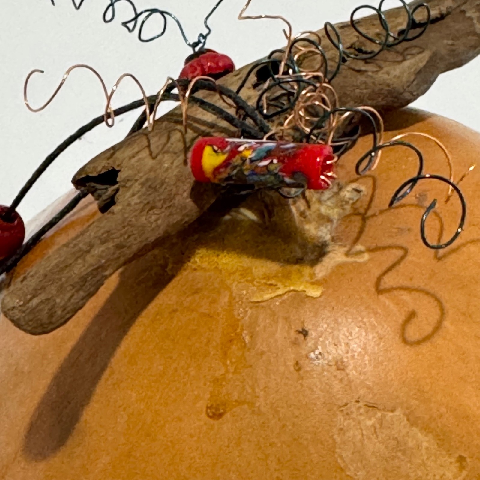 Vintage Sharl Batterman Signed Gourd Art Hand Drawn Dog Nebraska Folk Art 2004