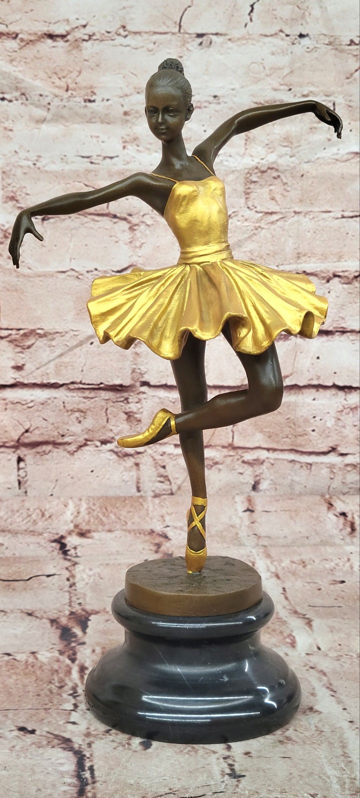 Milo Bronze Ballerina Figurine Brown Gold Patina Fine Art Statue Decor Figure