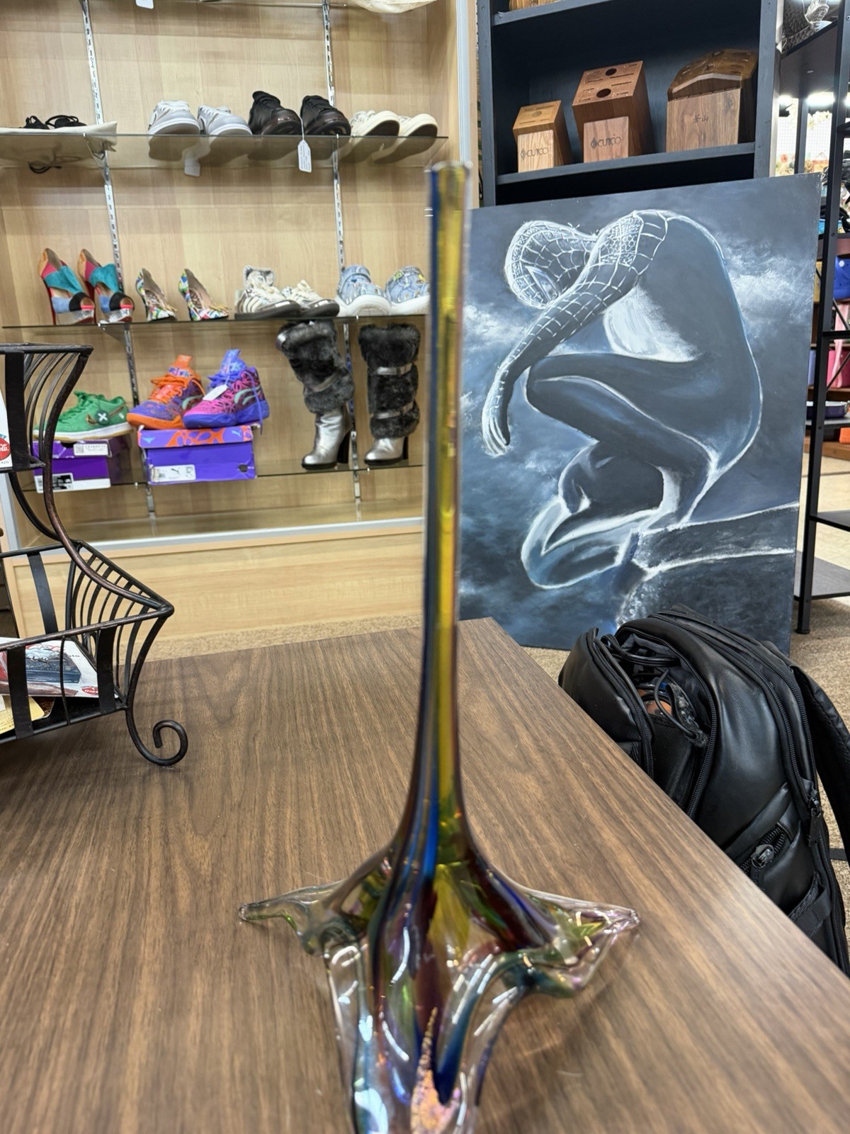 David Goldhagen Handblown Colored Flower Sculpture 15in