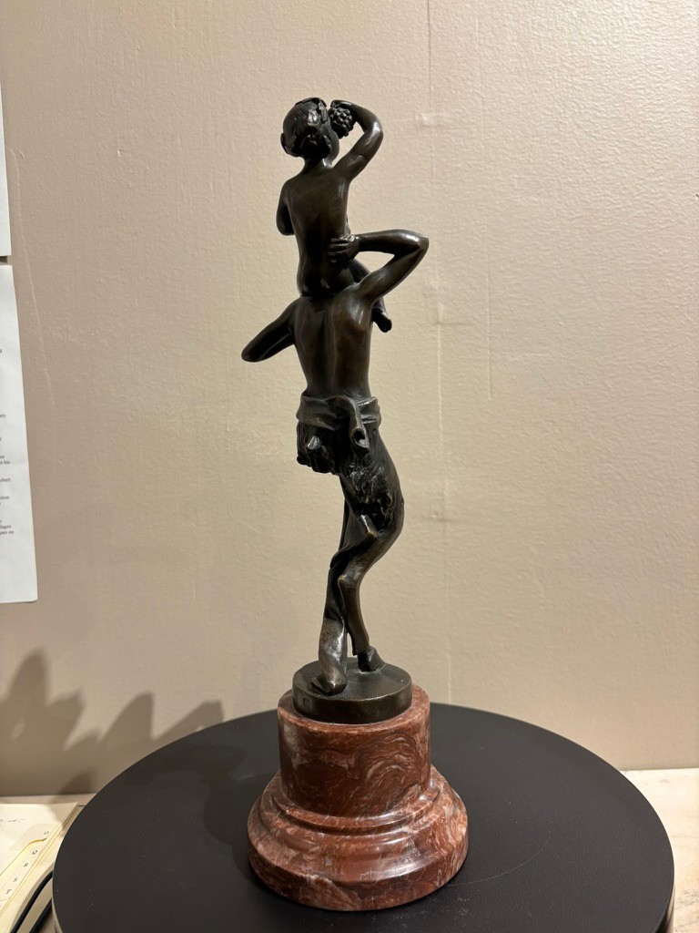 Bronze Satyr Carrying the Young Dionysus by Franz Bergman, Austria, Signed