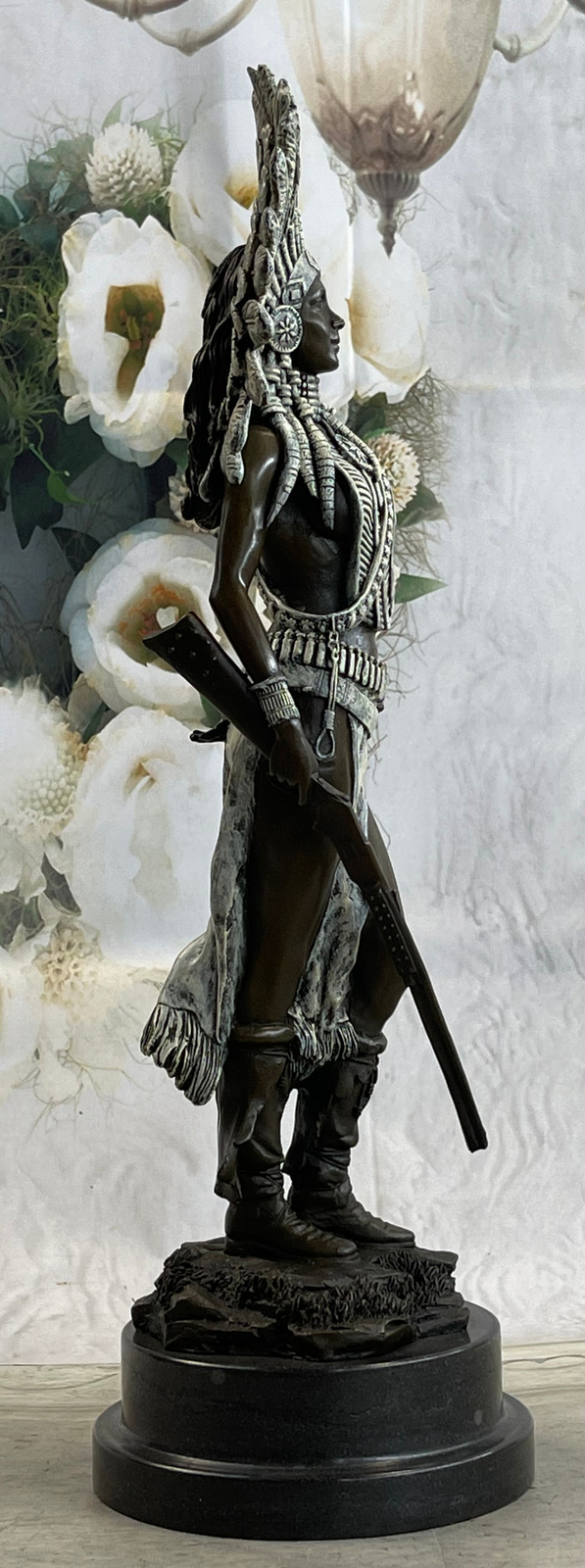 Signed American Indian Girl Bronze Figure Sculpture Statue Figurine Hot Cast Art